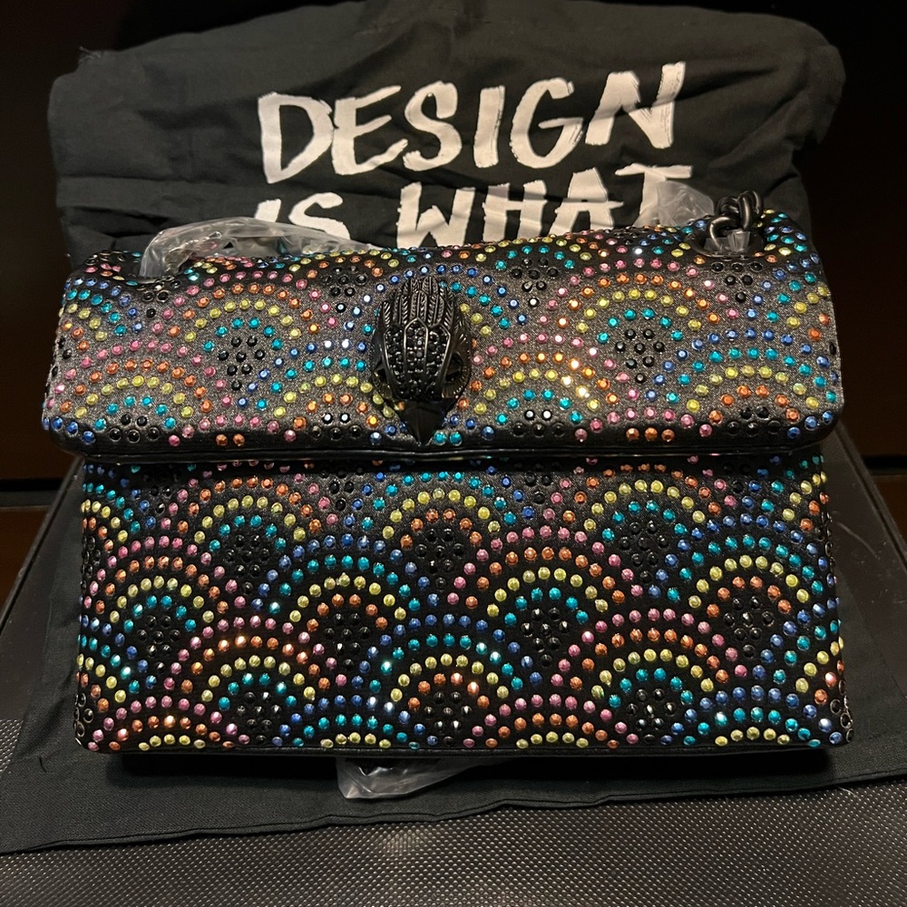 NWT Kurt Geiger Mini Crystal Kensington Crossbody Bag with Black Eagle Head - Picture 3 of 12